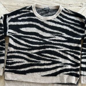 Express Black and Cream Zebra Patterned Sweater